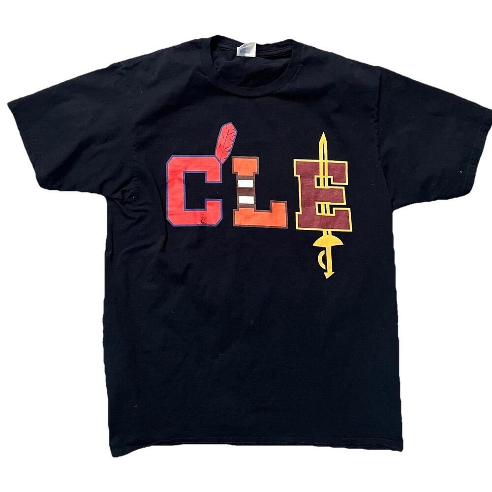 Cleveland Tribe Black Graphic Tee Mens  Indians Browns And Cavaliers